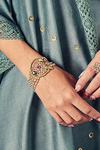 Multi-Colored Embroidered Bracelet by Charkhee Accessories