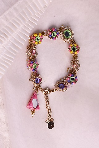 Multi-Colored Embroidered Bracelet by Charkhee Accessories