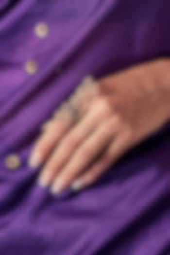 Gold Finish Embroidered Ring by Charkhee Accessories at Pernia's Pop Up Shop