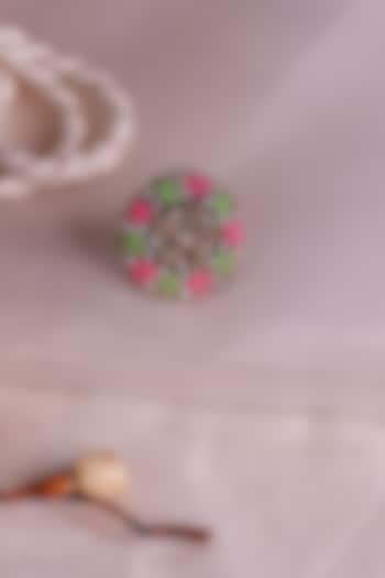 Multi-Colored Hand Embroidered Ring by Charkhee Accessories