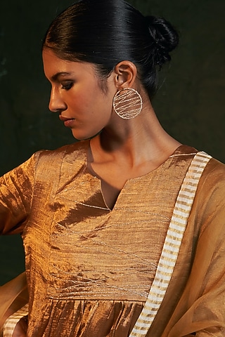 Gold Finish Zari Dangler Earrings by Charkhee Accessories