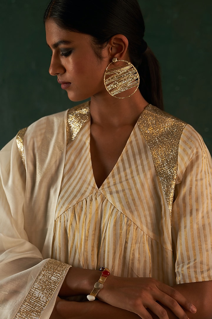 Gold Finish Gota Dangler Earrings by Charkhee Accessories at Pernia's Pop Up Shop