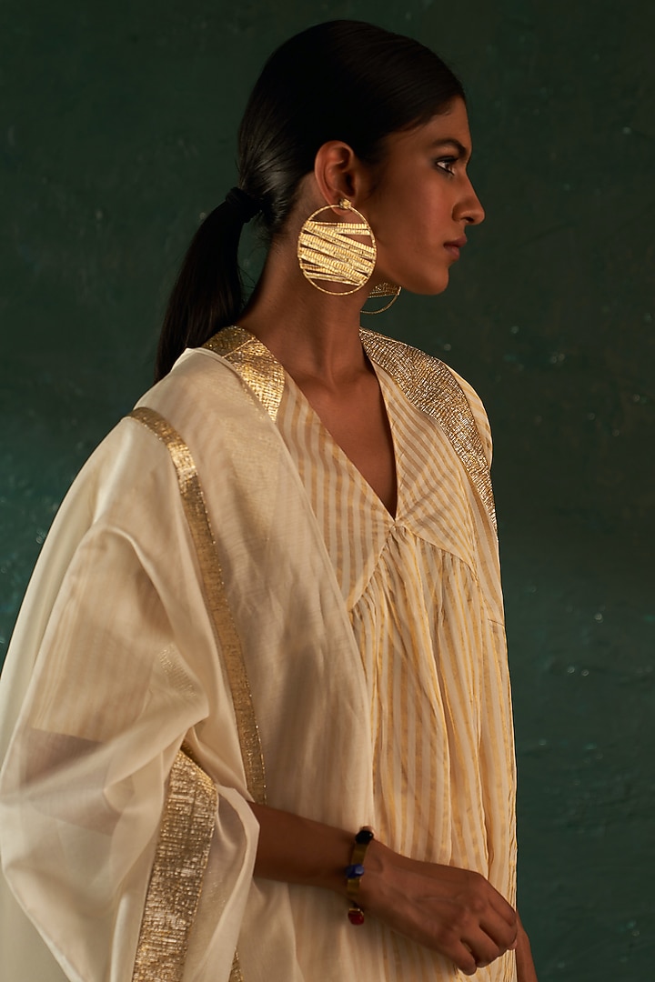 Gold Finish Gota Dangler Earrings by Charkhee Accessories at Pernia's Pop Up Shop