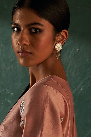Gold Finish Beaded Dangler Earrings by Charkhee Accessories