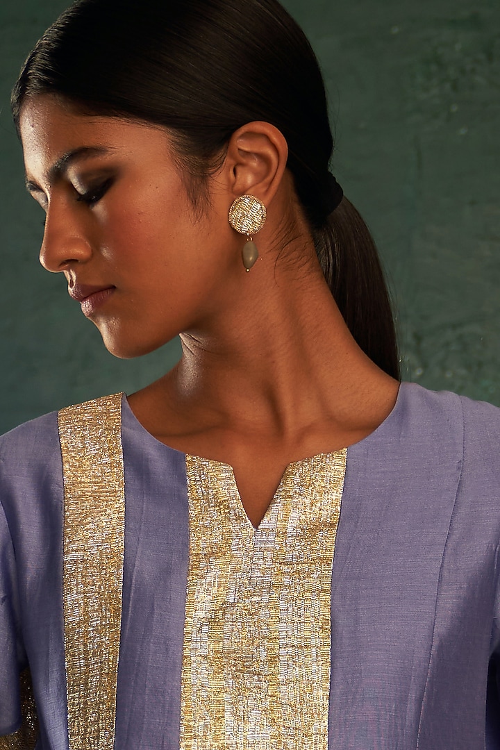Gold Finish Beaded Dangler Earrings by Charkhee Accessories at Pernia's Pop Up Shop