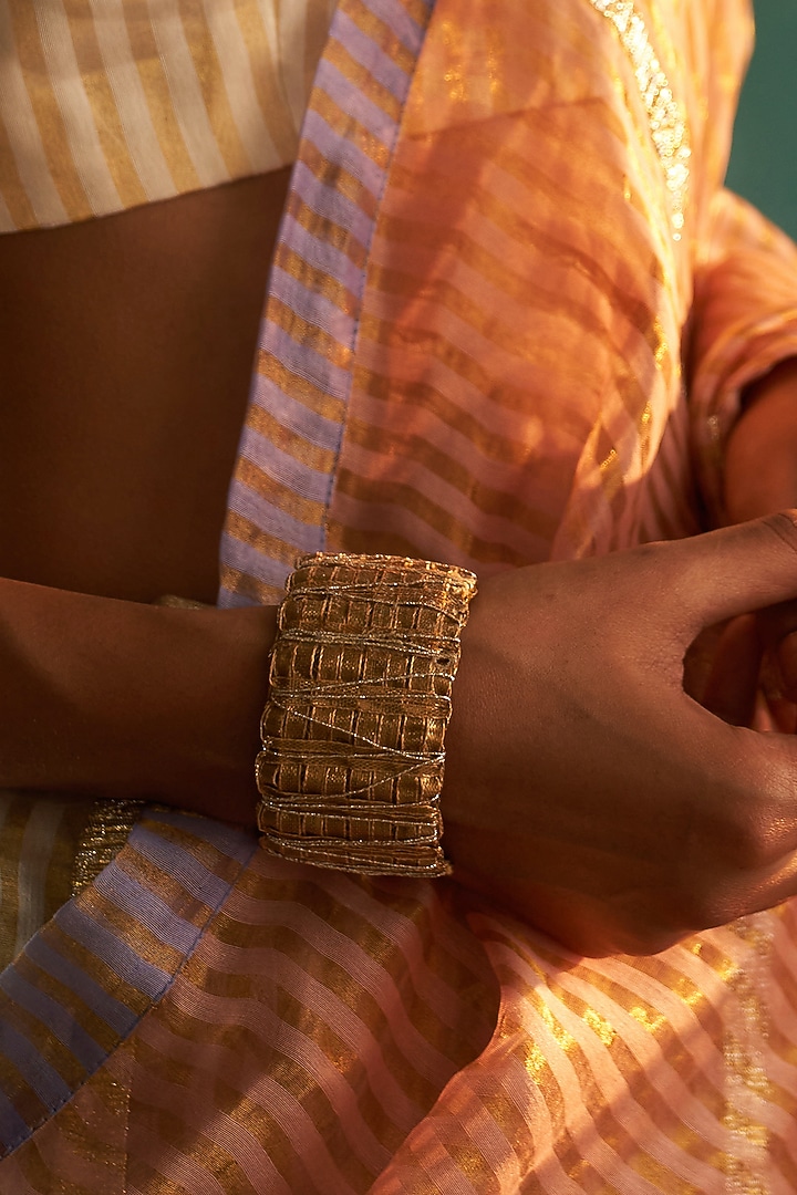 Gold Finish Gemstone Bracelet by Charkhee Accessories at Pernia's Pop Up Shop