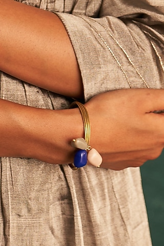 Gold Finish Beaded Bracelet by Charkhee Accessories