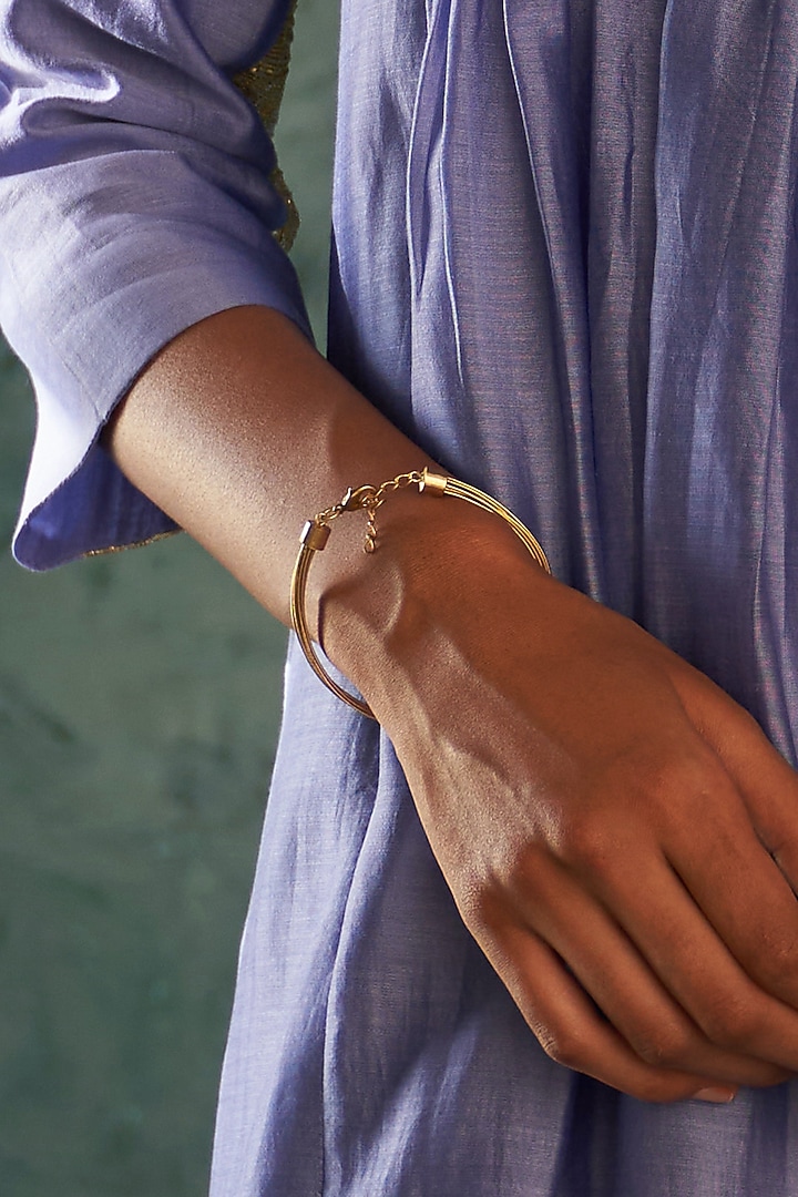 Gold Finish Beaded Bracelet by Charkhee Accessories at Pernia's Pop Up Shop