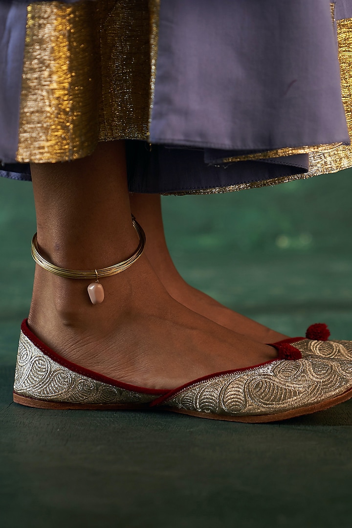 Gold Finish Beaded Anklet by Charkhee Accessories