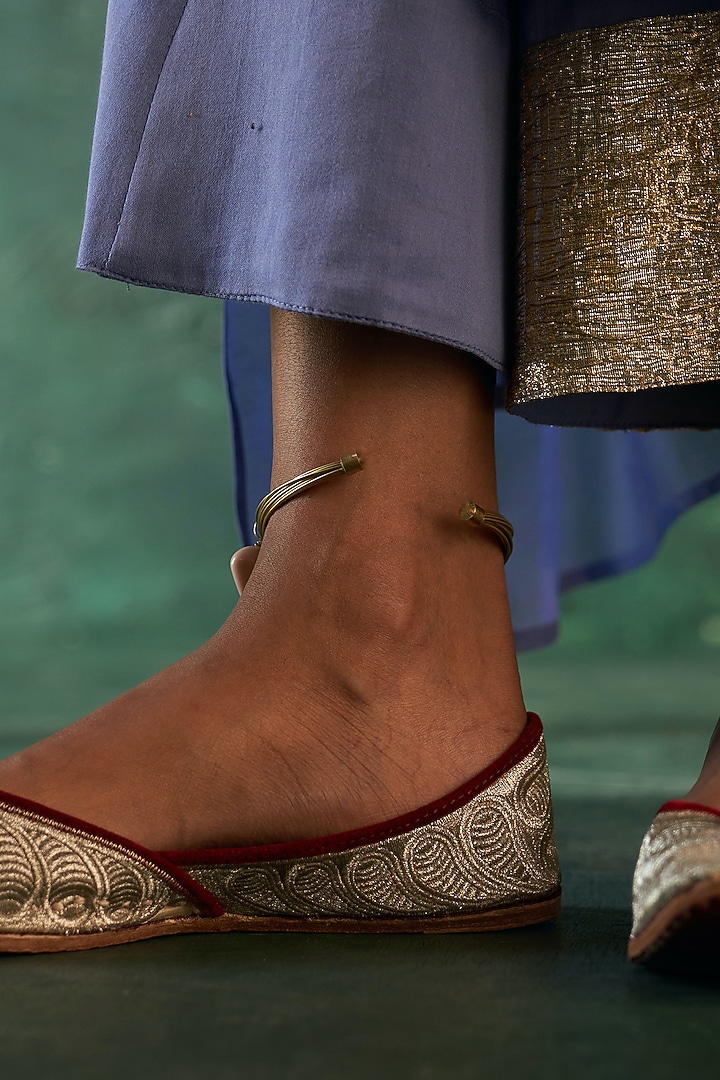 Gold Finish Beaded Anklet by Charkhee Accessories at Pernia's Pop Up Shop