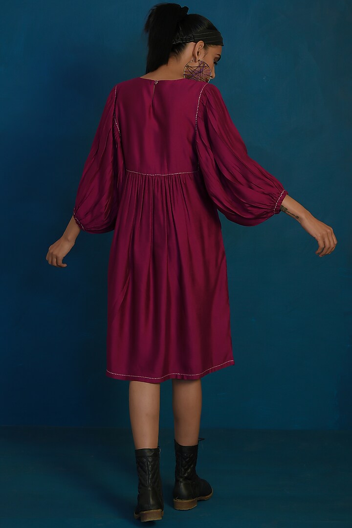 Wine Embroidered Midi Summer Dress by Charkhee at Pernia's Pop Up Shop