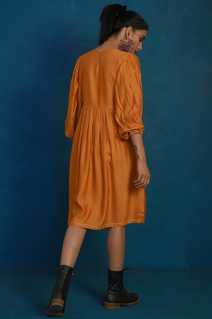 Mustard Embroidered Midi Summer Dress by Charkhee at Pernia's Pop Up Shop