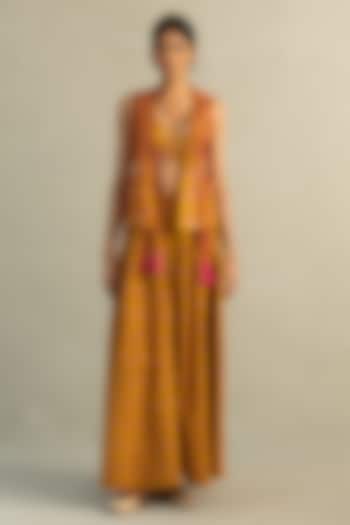 Mustard Cotton Floral Printed Skirt Set by Charkhee at Pernia's Pop Up Shop