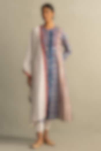 Blue Cotton Handblock Printed & Sequin Work Kurta Set by Charkhee at Pernia's Pop Up Shop