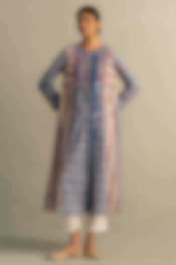 Blue Cotton Handblock Printed & Sequin Work Kurta Set by Charkhee at Pernia's Pop Up Shop