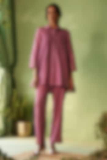Purple Chanderi & Voile Embroidered Co-Ord Set by Charkhee at Pernia's Pop Up Shop