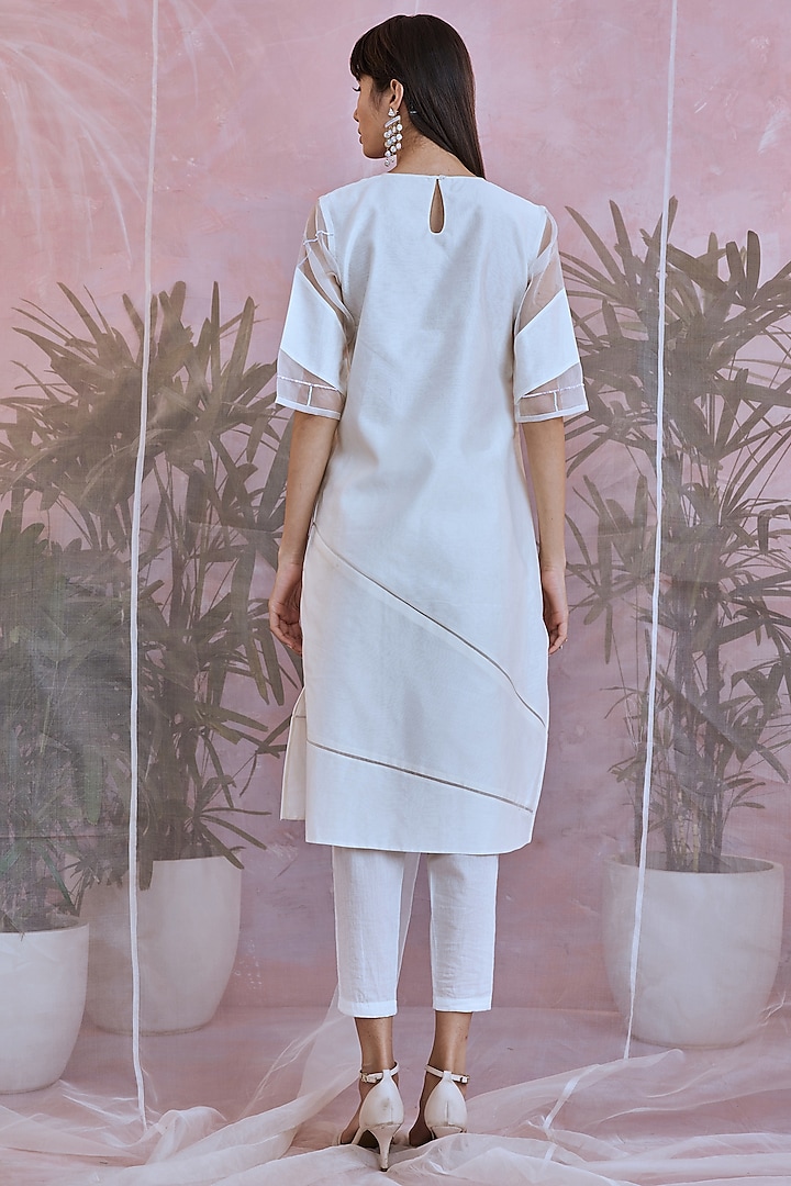 White Chanderi Kurta Set by Charkhee at Pernia's Pop Up Shop