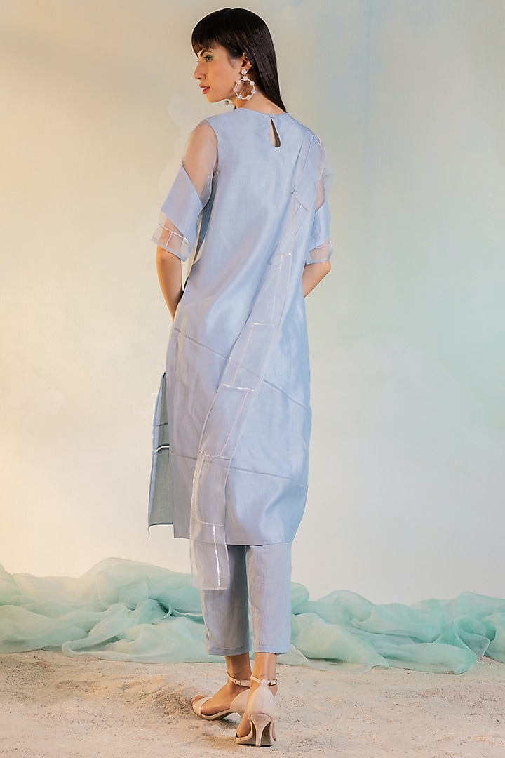 Powder Blue Chanderi Kurta Set by Charkhee at Pernia's Pop Up Shop