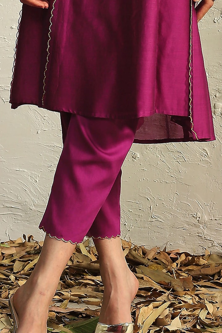 Pop Pink Chanderi Kurta Set by Charkhee at Pernia's Pop Up Shop