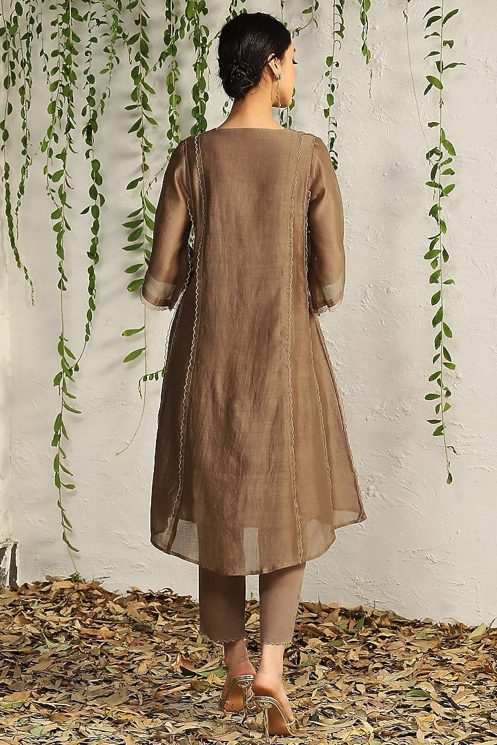 Ginger Chanderi Kurta Set by Charkhee at Pernia's Pop Up Shop