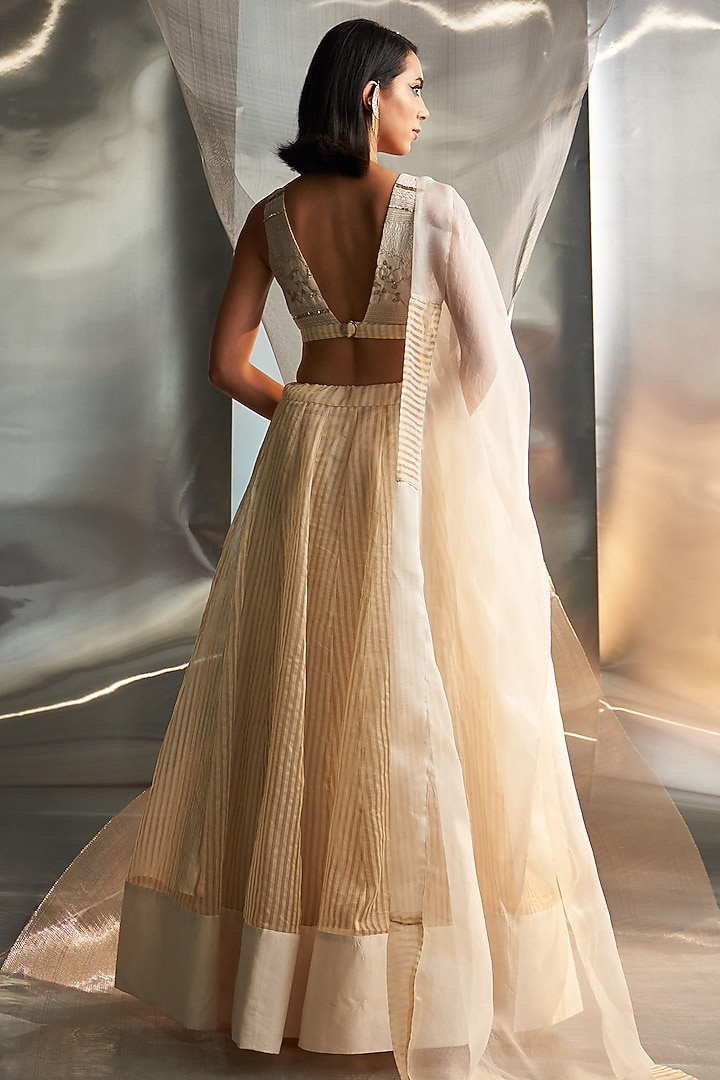 Cream Tissue Wedding Lehenga Set by Charkhee at Pernia's Pop Up Shop