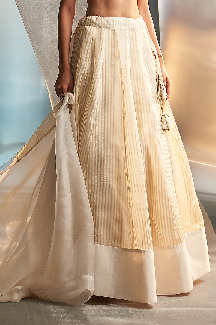 Cream Tissue Wedding Lehenga Set by Charkhee at Pernia's Pop Up Shop