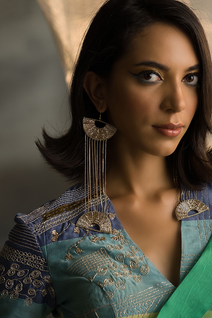 Lush Green Organza Embroidered Party Wear Saree Set by Charkhee at Pernia's Pop Up Shop