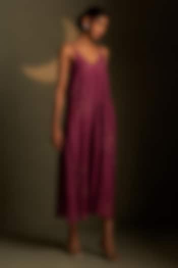 Twilight Magenta Mul Chanderi & Voil Ankle-Length Summer Dress by Charkhee at Pernia's Pop Up Shop