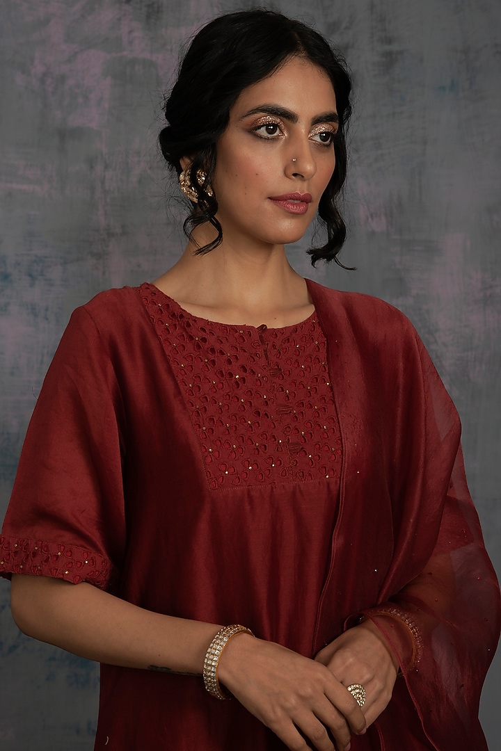 Noor-E-Rang Kurta Set- Rust