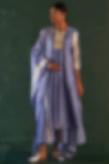 Lavender Chanderi Gota Kurta Set by Charkhee at Pernia's Pop Up Shop