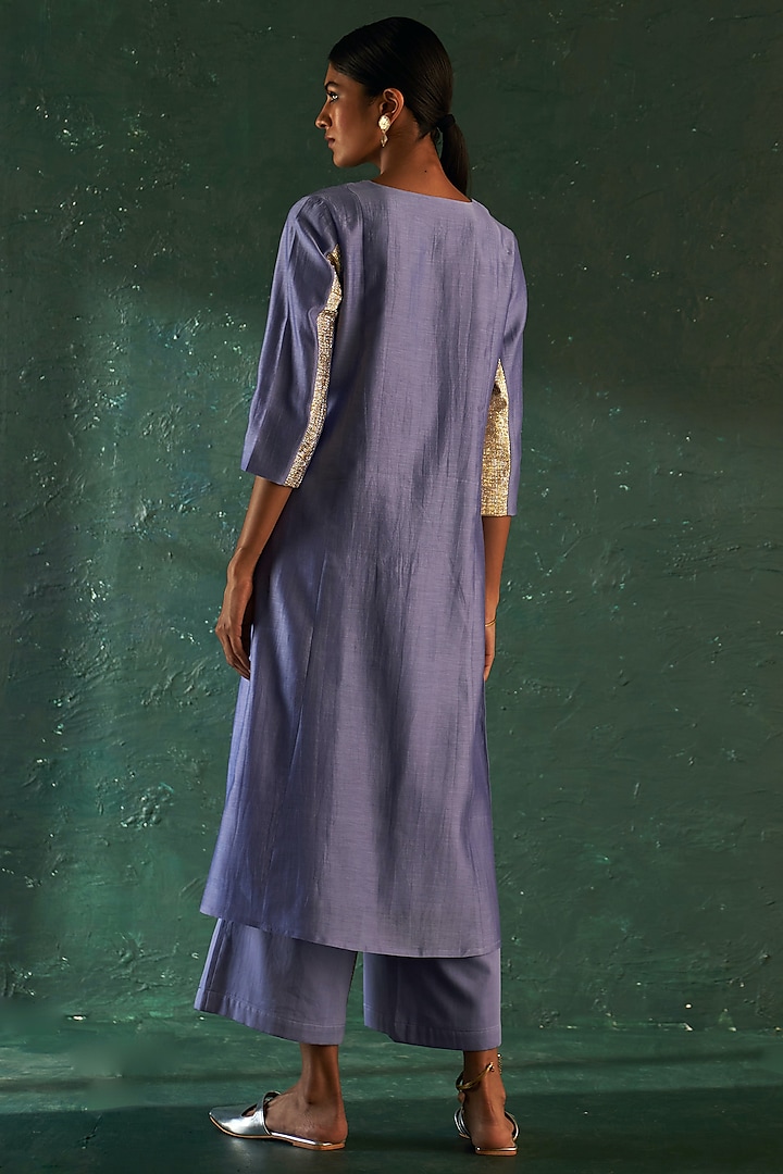 Lavender Chanderi Gota Kurta Set by Charkhee at Pernia's Pop Up Shop