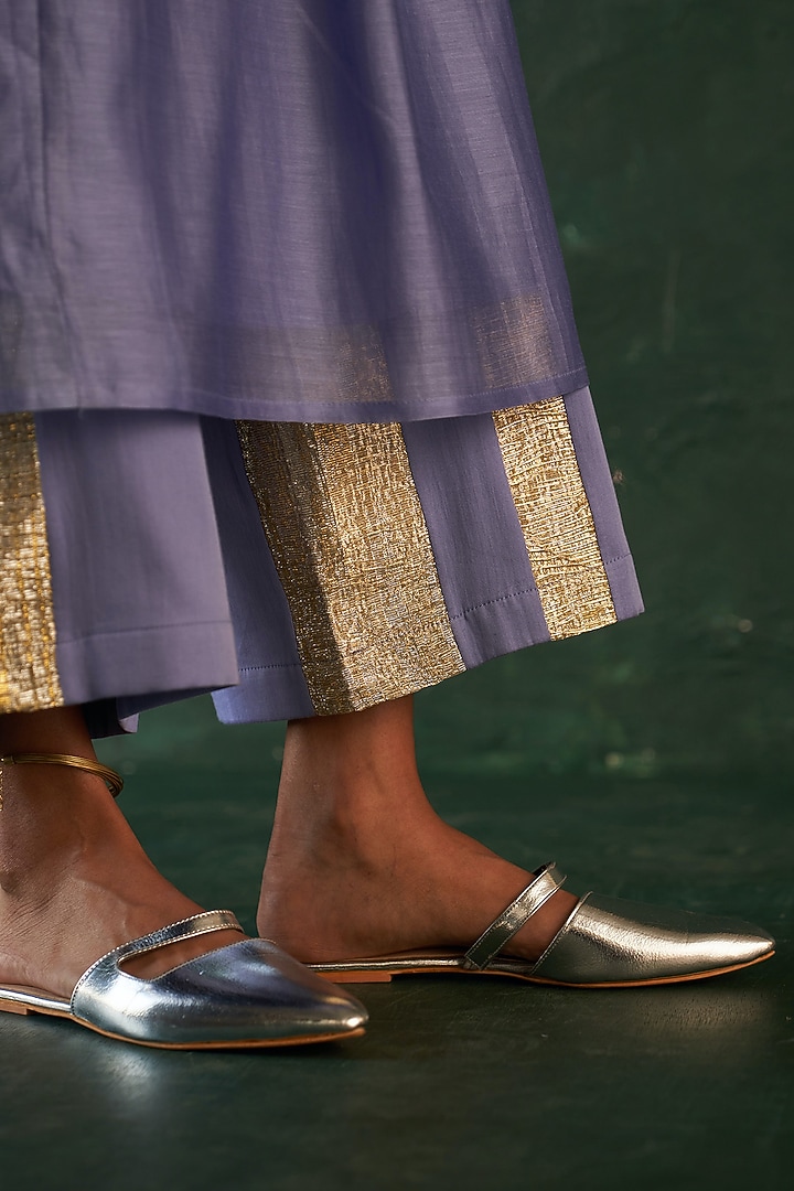 Lavender Chanderi Gota Kurta Set by Charkhee at Pernia's Pop Up Shop