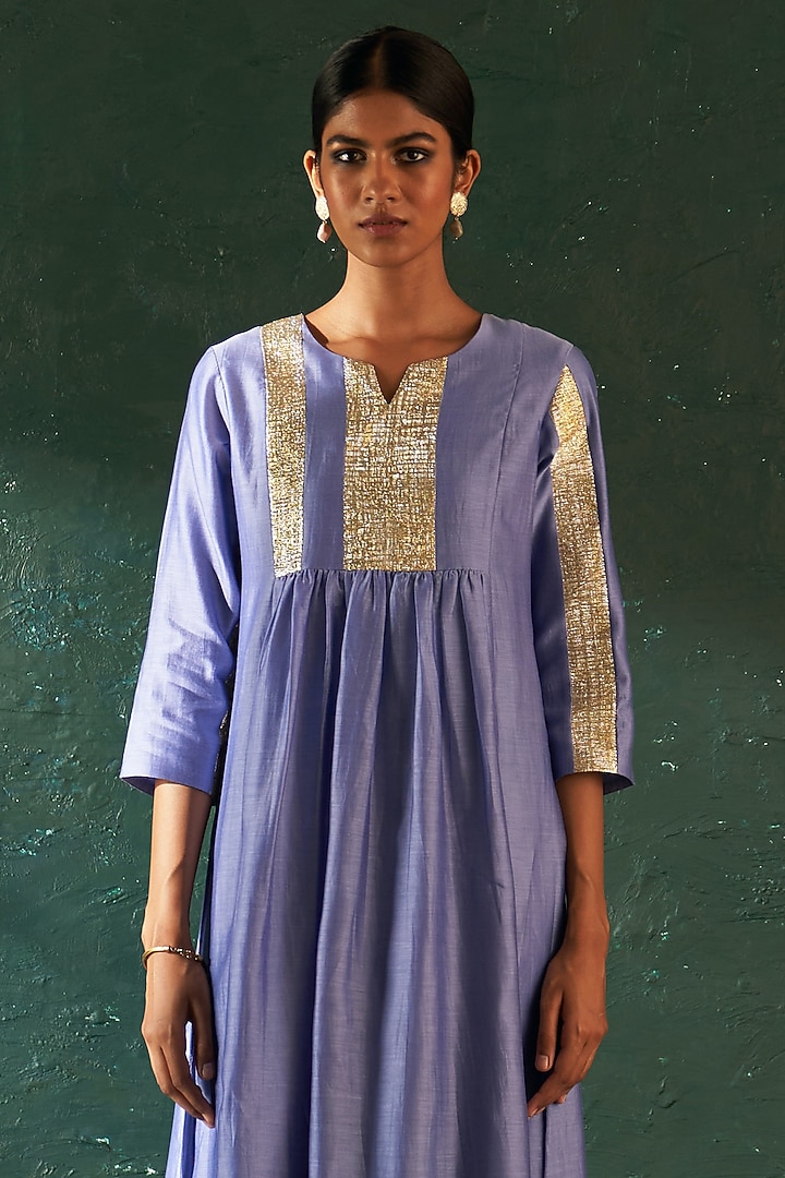 Lavender Chanderi Gota Kurta Set by Charkhee at Pernia's Pop Up Shop