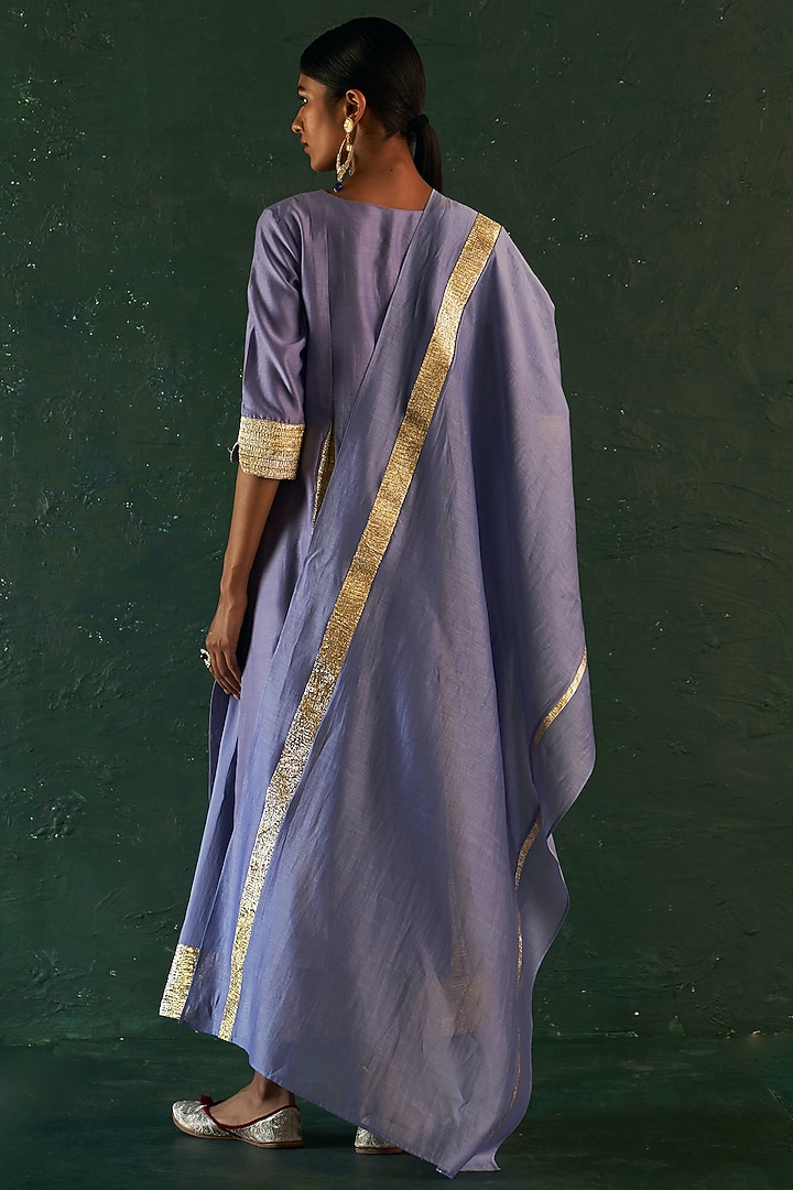 Lavender Chanderi Gota Kurta Set by Charkhee at Pernia's Pop Up Shop