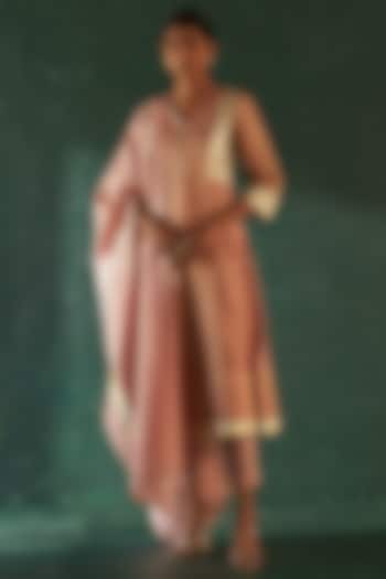 Rose Pink Silk Tissue Gota Kurta Set by Charkhee at Pernia's Pop Up Shop