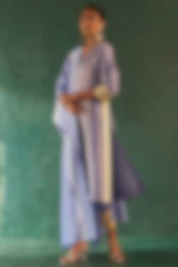 Lavender Silk Tissue Gota Striped Kurta Set by Charkhee at Pernia's Pop Up Shop