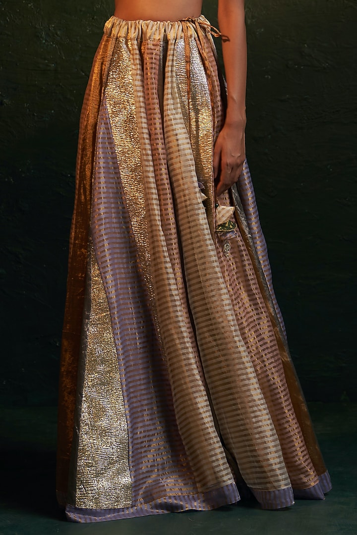 Multi-Colored Silk Tissue Gota Embroidered Wedding Lehenga Set by Charkhee at Pernia's Pop Up Shop
