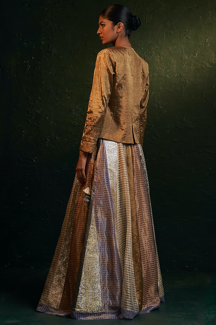 Multi-Colored Silk Tissue Gota Jacket Wedding Lehenga Set by Charkhee at Pernia's Pop Up Shop