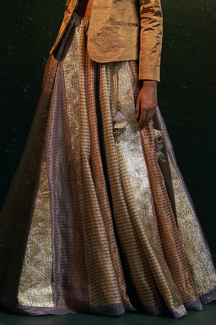 Multi-Colored Silk Tissue Gota Jacket Wedding Lehenga Set by Charkhee at Pernia's Pop Up Shop