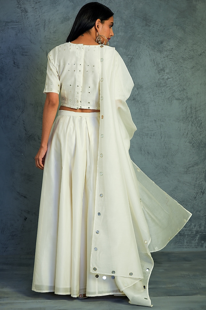 Off White Embroidered Lehenga Set by Charkhee at Pernia's Pop Up Shop