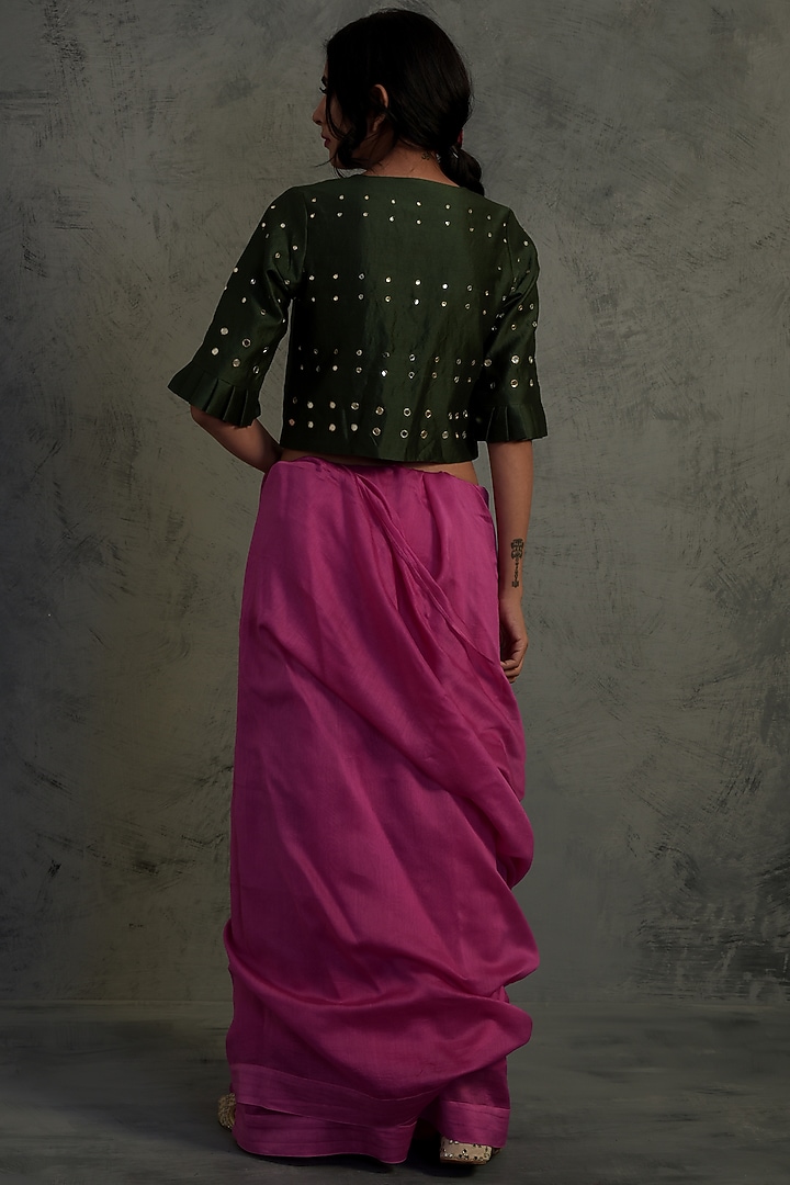Citrus Yellow Pure Satin Silk Handpainted Festive Saree Set by Charkhee at Pernia's Pop Up Shop