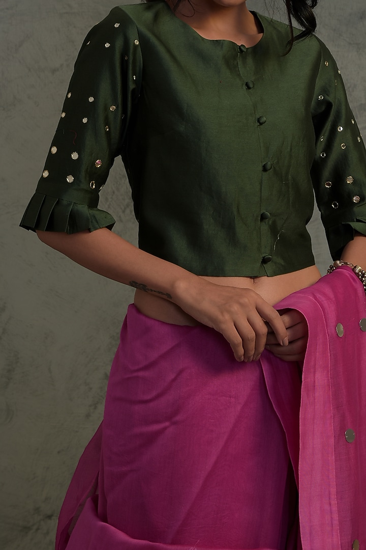 Citrus Yellow Pure Satin Silk Handpainted Festive Saree Set by Charkhee at Pernia's Pop Up Shop