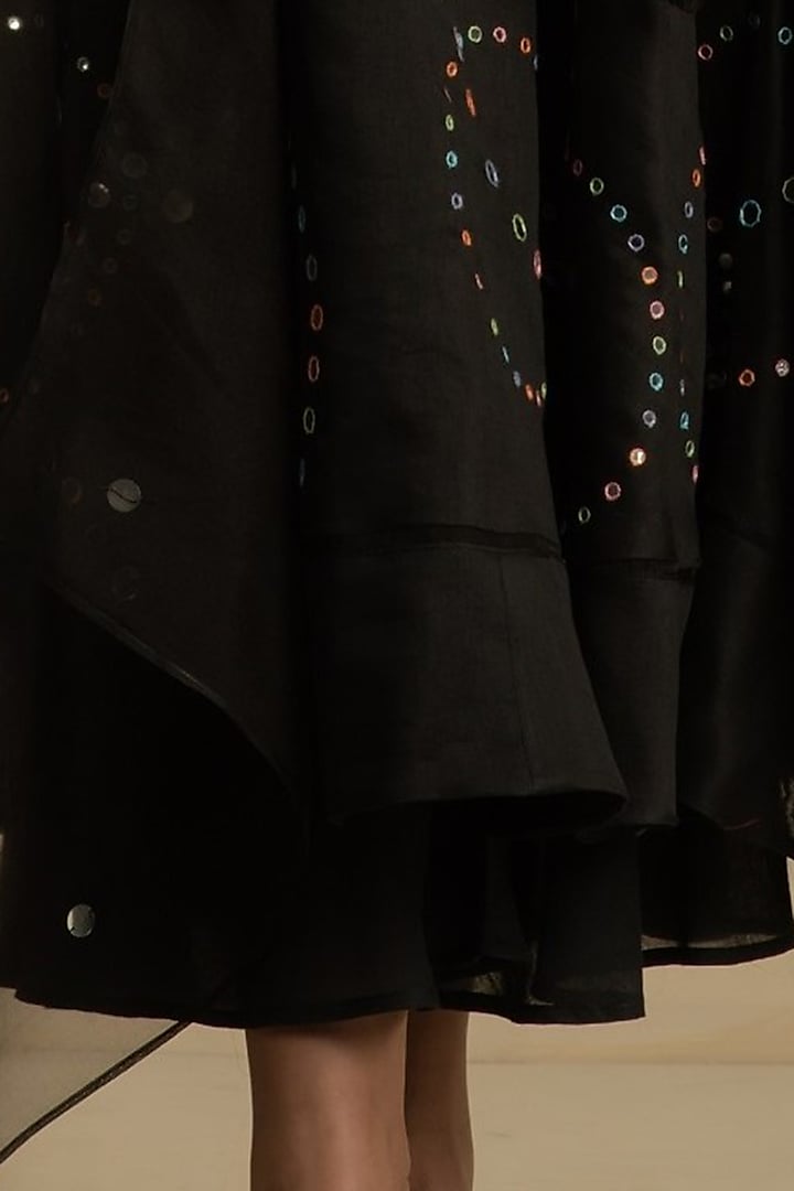 Midnight Black Embroidered Party Wear Anarkali Set by Charkhee at Pernia's Pop Up Shop