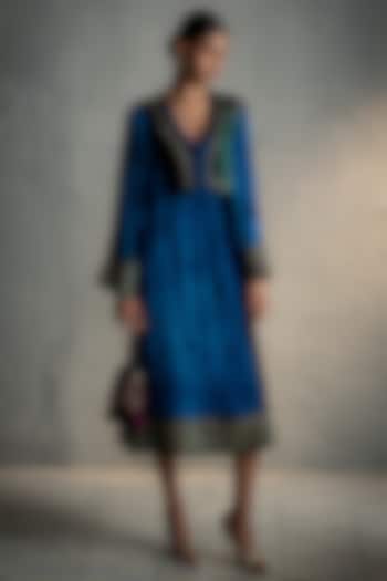 Blue Velvet Sequins Embroidered Midi Vacation Dress by Charkhee at Pernia's Pop Up Shop