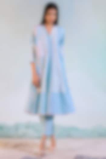 Aqua Blue & Green Linen Summer Dress by Charkhee at Pernia's Pop Up Shop