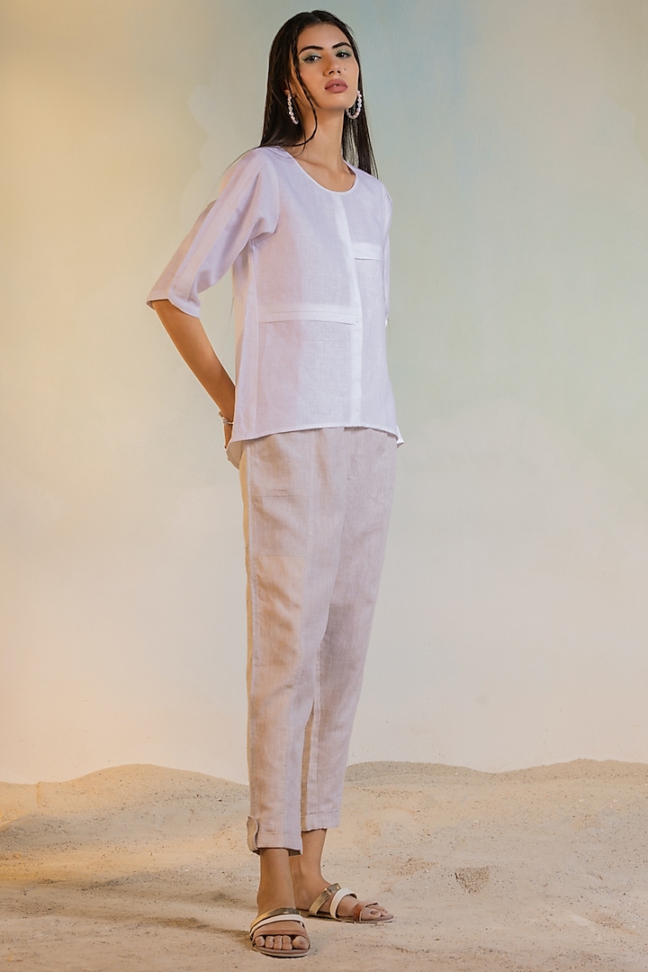 Pristine White Linen Top by Charkhee
