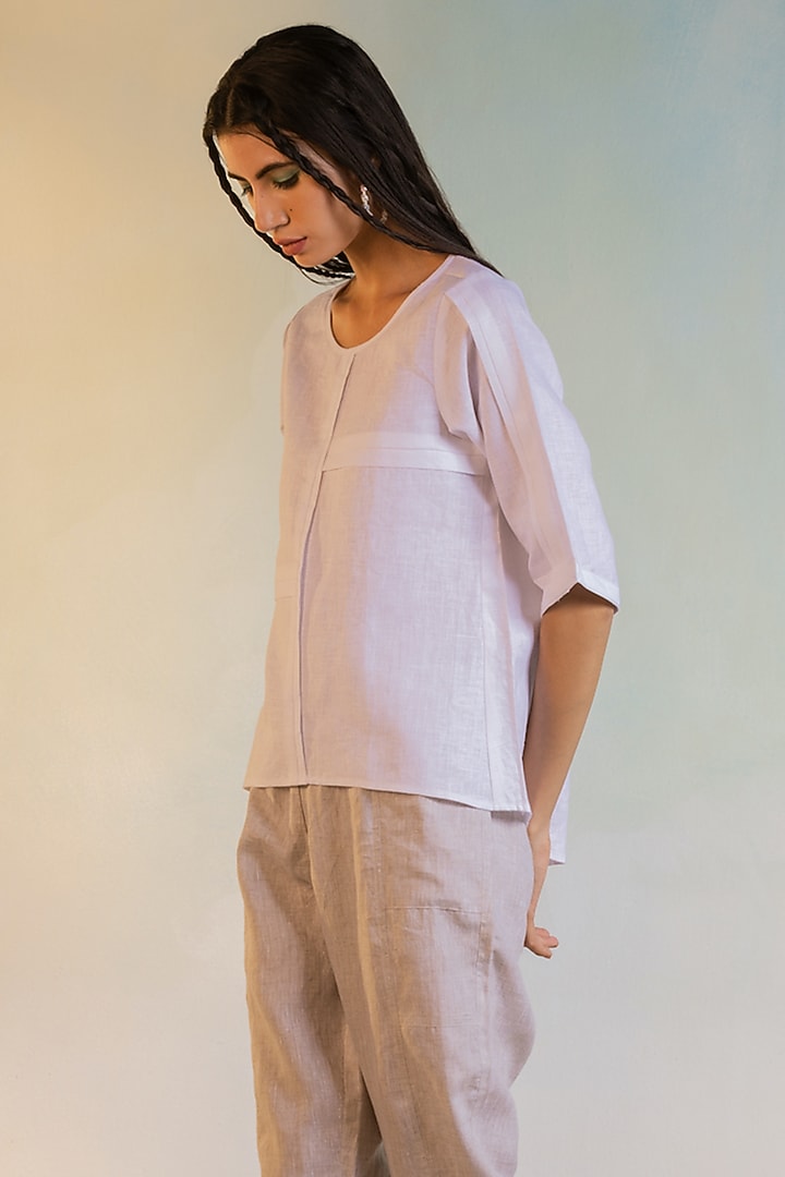 Pristine White Linen Top by Charkhee at Pernia's Pop Up Shop