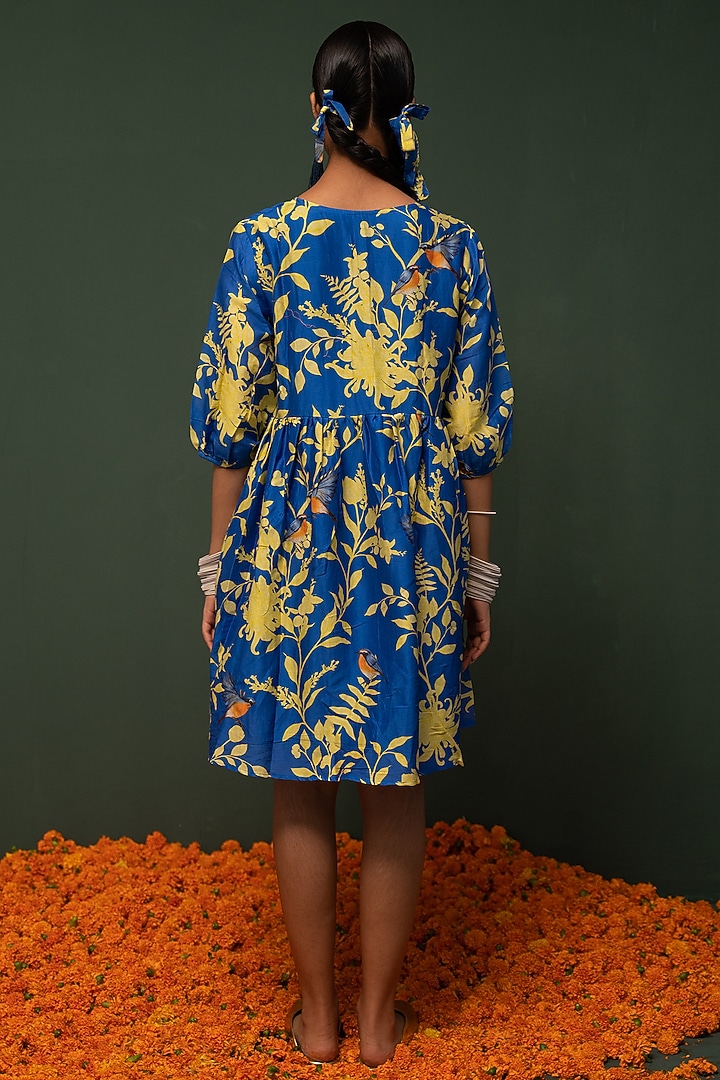Blue Floral Printed Summer Dress by Chrkha at Pernia's Pop Up Shop