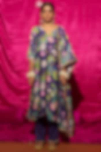 Purple Chanderi Silk Printed Kurta Set' by Chrkha at Pernia's Pop Up Shop