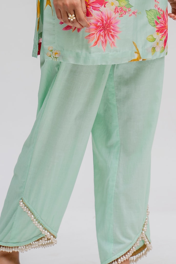 Mint Printed Kurta Set by Chrkha at Pernia's Pop Up Shop